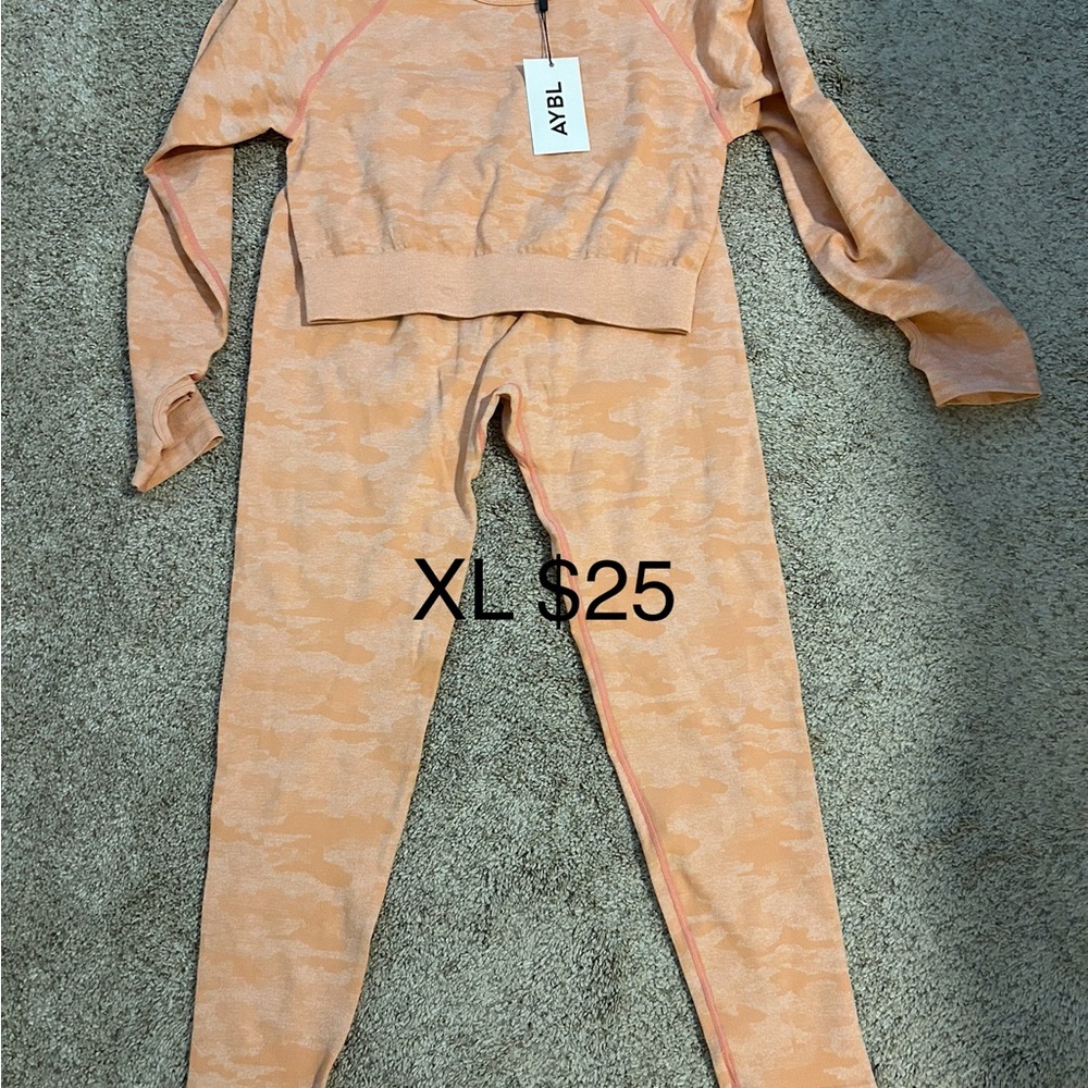 Orange camo workout set